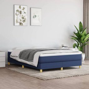 Estrutura de cama com molas 140x200 cm tecido azul