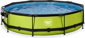 Piscina redonda Lime ø360x76cm com bomba de filtragem e cobertura - Verde