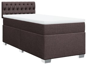 Cama com molas/colchão 90x200 cm tecido castanho-escuro