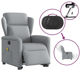 Poltrona elétrica reclinável massagens tecido cinzento-claro