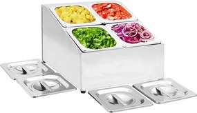 vidaXL Suporte gastronorm c/ 4 recipientes GN 1/6 aço inoxidável