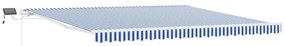 Toldo Retrátil with Manual Azul e branco 5 x 3 m Tecido e metal