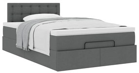 Cama otomana com colchão 120x200 cm tecido cinzento escuro