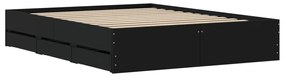 Estrutura de cama c/ gavetas 140x190 cm derivados madeira preto