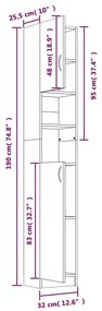Armário Alto Loony de 190cm - Nogueira - Design Moderno