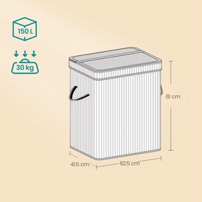 Cesto para roupa suja em bambu de 41,5 x 62,5 x 61 cm bege