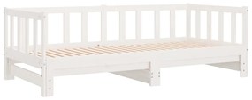 Sofá-cama com gavetão 90x200 cm madeira de pinho maciça branco