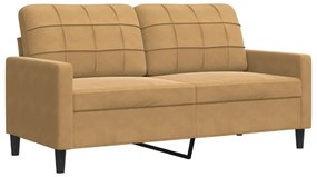 3 pcs conjunto de sofás com almofadões e rolos veludo castanho