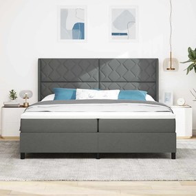 Cama Box com Colchão - Cinza Escuro, 200 x 200 cm, Tecido