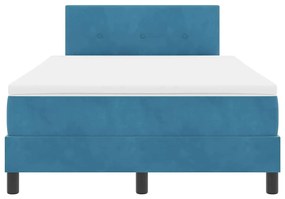 Cama Box Spring com Colchão Azul Escuro Pequena Cama de Veludo