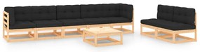 8 pcs conjunto lounge de jardim c/ almofadões pinho maciço