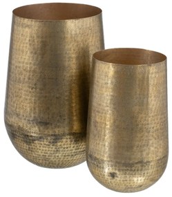 Vaso 42 X 42 X 60 cm Dourado Alumínio (2 Unidades)