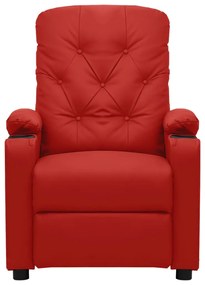 Poltrona massagens elevatória couro artificial vermelho tinto