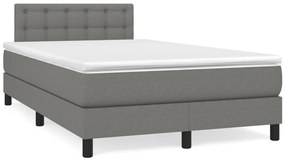 Cama box spring c/ colchão e LED 120x190 cm tecido cinza-escuro