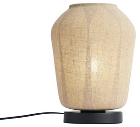 Candeeiro de Mesa Japandi Preto com Abajur de Linho Bege 21,5cm - Nami Japandi