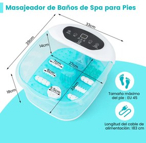 Massajador de banho para pés com pedra de massagem amovível e pérolas Massajador de banho para pés com bolhas e vibração 33 x 39 x 18 cm Azul