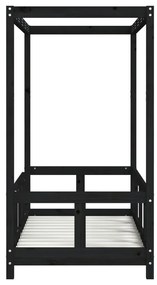 Estrutura de cama infantil 70x140 cm pinho maciço preto