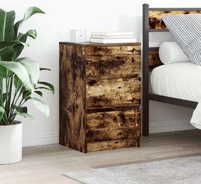 vidaXL Mesa de cabeceira com 3 gavetas 39x35x65 cm carvalho fumado
