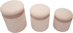PUFE C/CAIXA 3 PEÇAS Ø 40,5X49,5-35X42-31X38 CM ROSA