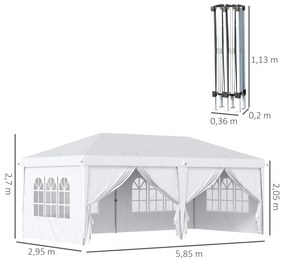 Tenda para Festas 585x295x270 cm com Paredes Laterais Amovíveis Tenda