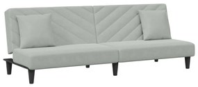 2 pcs conjunto de sofás com almofadas veludo cinzento-claro