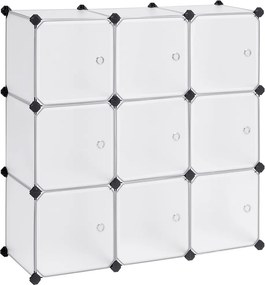 Guarda Roupa Modular Armário de plástico com 9 cubos 93 x 31 x 93 cm Branco