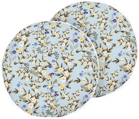 Conjunto de 2 almofadas de exterior com motivo floral azul ⌀ 40 cm VALLORIA Beliani