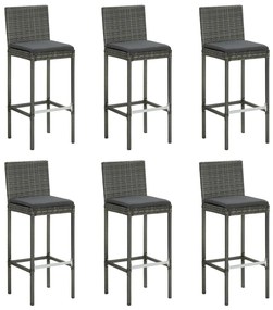 7 pcs conjunto de bar exterior c/ almofadões antracite vime PE