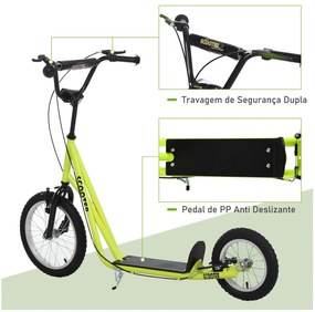 Trotinete para crianças acima de 5 anos Guiador ajustável Rodas infláveis 135x58x88-94 cm Amarelo