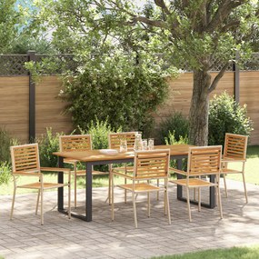 Conjunto de Jantar de 7 Peças vidaXL Bege Rattan de Acácia