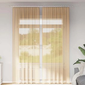 Cortinas de voile com bolsos para varão 2 pcs areia