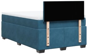 Cama boxspring com colchão 120x200 cm veludo azul-escuro