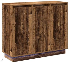 Aparador vidaXL com LED em Madeira Antiga 90x32x75 cm em Madeira de En