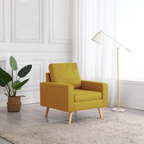 Poltrona em tecido amarelo