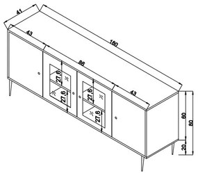 Console Wire – Oak – 180 cm x 81 cm x 41 cm