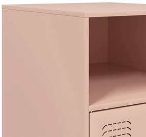 Mesas de cabeceira 2 pcs 34,5x39x62 cm aço rosa