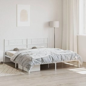 355323 vidaXL Estrutura de cama com cabeceira 200x200 cm metal branco