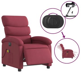 Poltrona reclinável de massagens elétrica tecido vermelho tinto