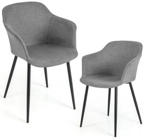 Conjunto de 2 cadeiras de jantar estofadas com encosto ergonômico - Branco-sujo