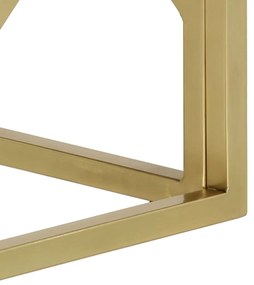 Mesa centro aço inoxidável/madeira ferroviária maciça dourado