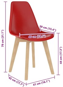 Cadeiras de jantar 2 pcs plástico vermelho