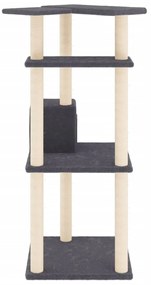 Árvore p/ gatos c/ postes arranhadores sisal 123cm cinza-escuro