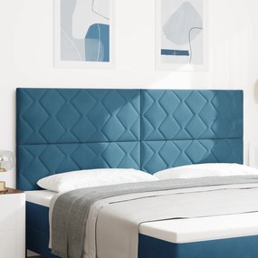 Cabeceira Design de Blocos de Diamante Azul Escuro 200 cm Veludo