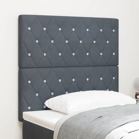 Cabeceira vidaXL com Botões de Cristal Tufted Cinza Escuro 100 cm Velu