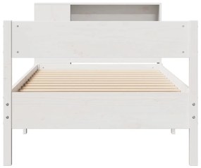 Cama com estante sem colchão 75x190 cm pinho maciço branco