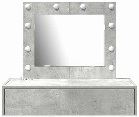 Mesa de Maquiagem Montada na Parede com Luzes LED Cinza Concreto