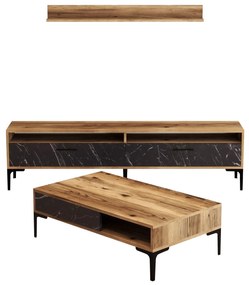 Conjunto de Mobiliário de Sala de Estar Istanbul – Nogueira e Preto –