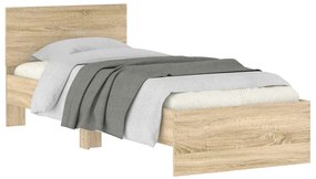 Cama sem colchão com cabeceira 75x190 cm carvalho sonoma