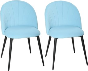 HOMCOM Conjunto 2 Cadeiras de Jantar Estofadas com Encosto em Forma de Concha em Veludo, 52x55x79 cm, Azul | Aosom Portugal