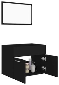 2 pcs conjunto de móveis de casa de banho contraplacado preto